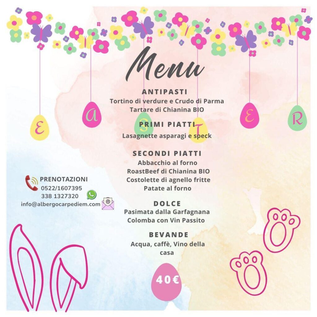 Menu Pranzo di Pasqua 2025 al Carpe Diem